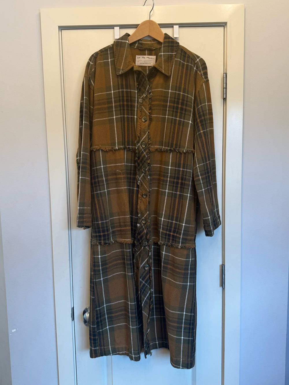 We The Free Brown Plaid Shirt Jacket